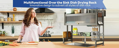 Over the Sink Dish Drainer Drying Rack 3 Tier Over Sink Dish rack for a Tidy Kitchen Sink Shelf Organized Space-Saving Dish Rack