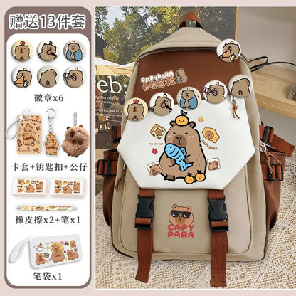 Kapibara school bag high-capacity primary school students junior high school girls good-looking teenagers backpack