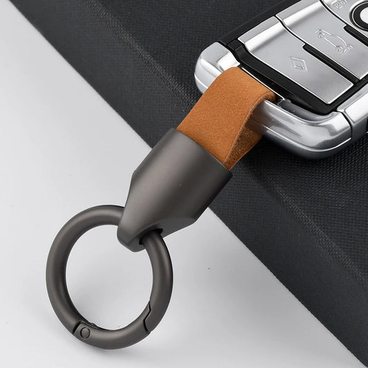 Fashion Durable Leather Car Key Ring Keychain Holder Accessories Suitable for Most Car Keys Keyholes Larger Than 1.2cm/0.47in