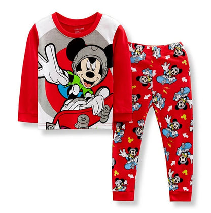 New Spring Autumn Children's Clothing Set Mickey Minnie girl boy Sleepwear Kids Pajamas Set Baby Girls Cotton Cartoon Pyjamas