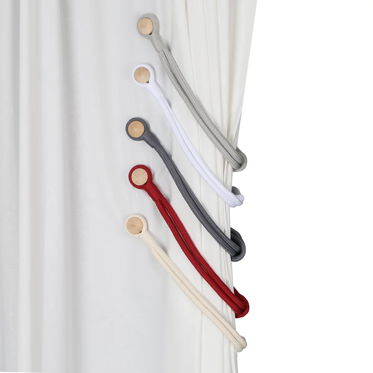 BELAVENIR Magnetic Curtain Tieback Hand Woven Cotton Curtains Holder Tieback Rope Buckle Home Decorators Accessories