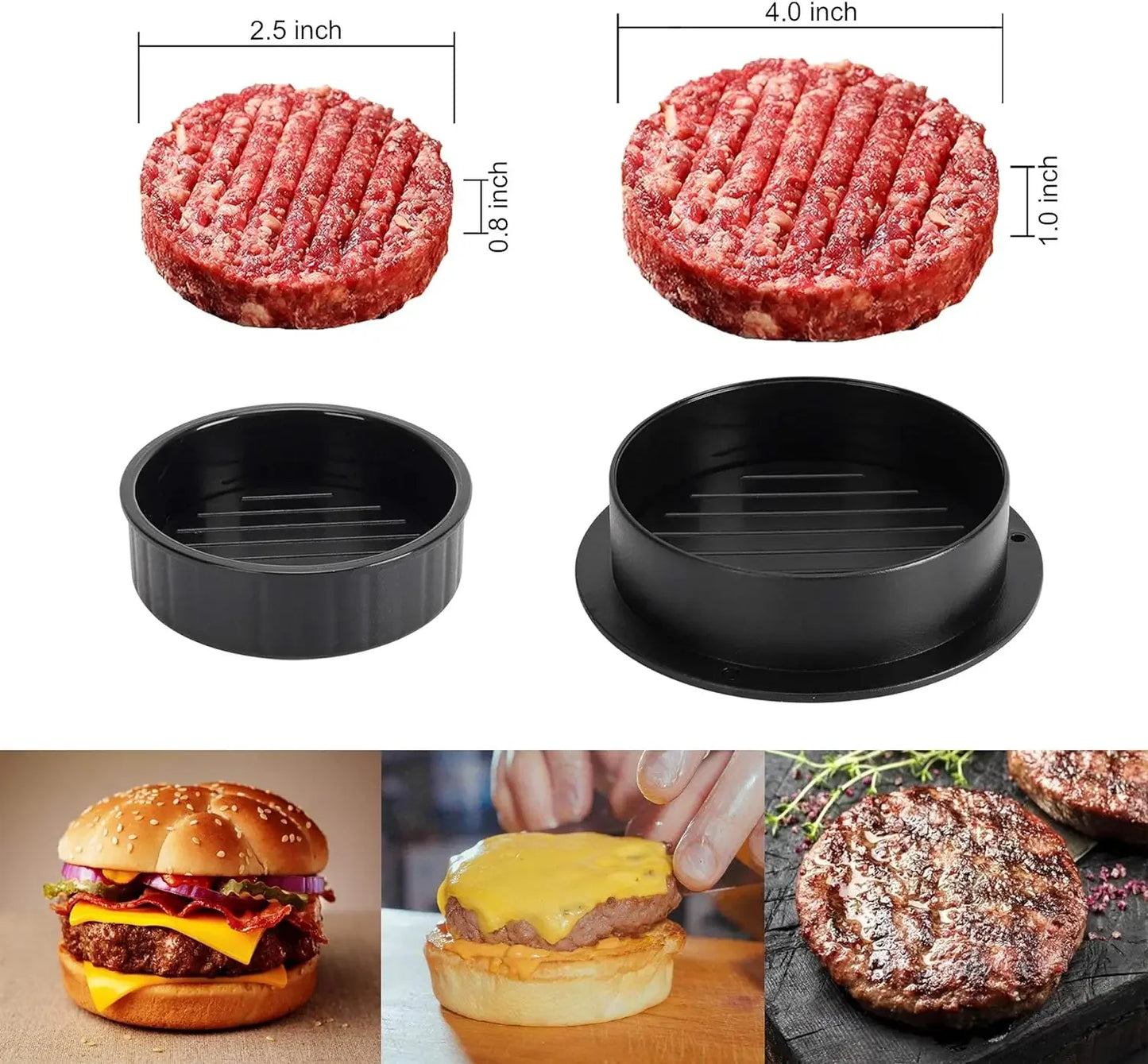 Round Hamburger Burger Press Beef Grill Food-Grade ABS Hamburger Helper Meat Press Cutlets Patty Maker Mold Kitchen Gadgets