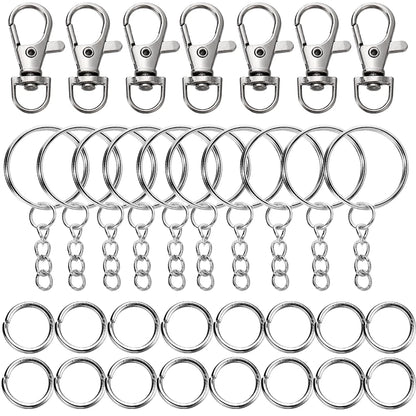 70Pcs/Set Swivel Snap Hook and Key Rings with Chain Jump Rings Connectors for DIY Keychain Lanyard Jewelry Making Supplies