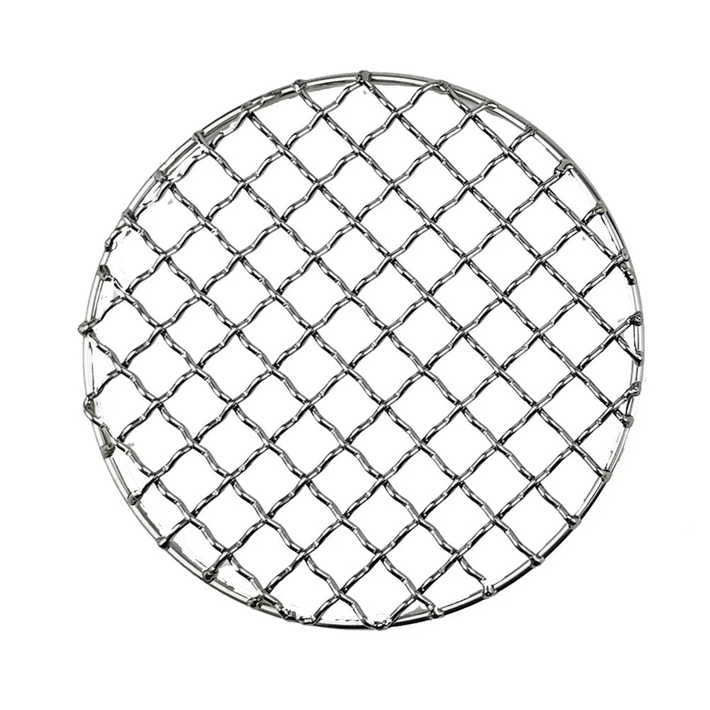 Stainless Steel Camping Grill Grate Mesh Pads Square Round Grilling Net Fire Cooking Outdoor Activities Traveling Picnic BBQ Pad