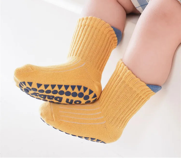 3Pairs/Lot Cotton Baby Anti-slip Socks For Boys Girls Low Cut Floor Kids Toddler Sock With Rubber Grips Socken For 0-6Years