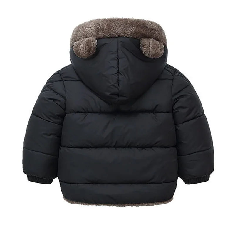 Kids Thick Warm Coats Winter Children's Fleece Hooded Jackets Autumn Cashmere Padded Snowsuit Boys Girls Cotton Outerwear 2-6Y