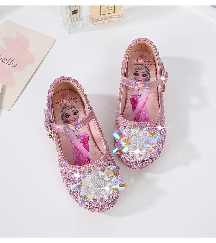 2024 Spring New Children's Shoes Ice And Snow Romance Princess Elsa Shoes Girl's Fashion Sandals Crystal Princess Shoes