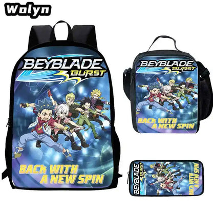 Anime-Bey-Blade Child School Backpack With Cartoon Lunch Bags Cartoon Pencil Bags School Bags for Boys Girls Best Gift