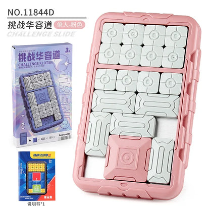 Slide Block Brain Game Challenge Huarong Road Brain Teaser Sliding Puzzles Logical Thinking Interactive Toy Board Game Kid Gifts