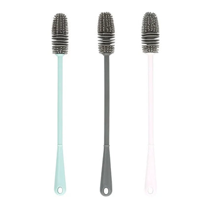 Silicone Milk Bottle Brush Cup Scrubber Glass Cleaner Long Handle Drink Bottle Clean Brush Kitchen Cleaning Tool