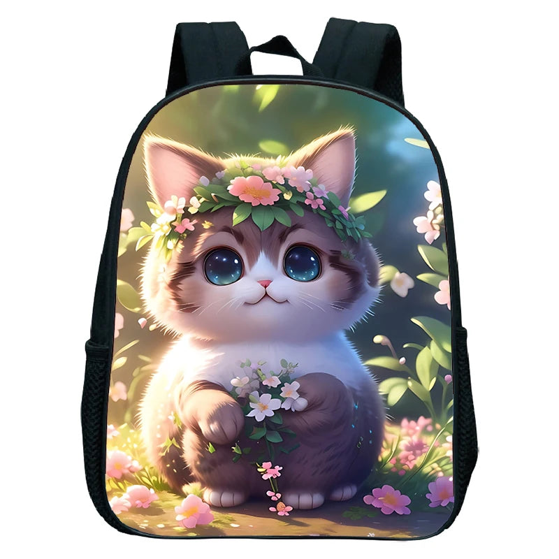 Cute Cat Print Backpack For Preschool Children Kitten Pattern School Bags Lightweight Boys Girls Kindergarten Backpack Kids Gifs