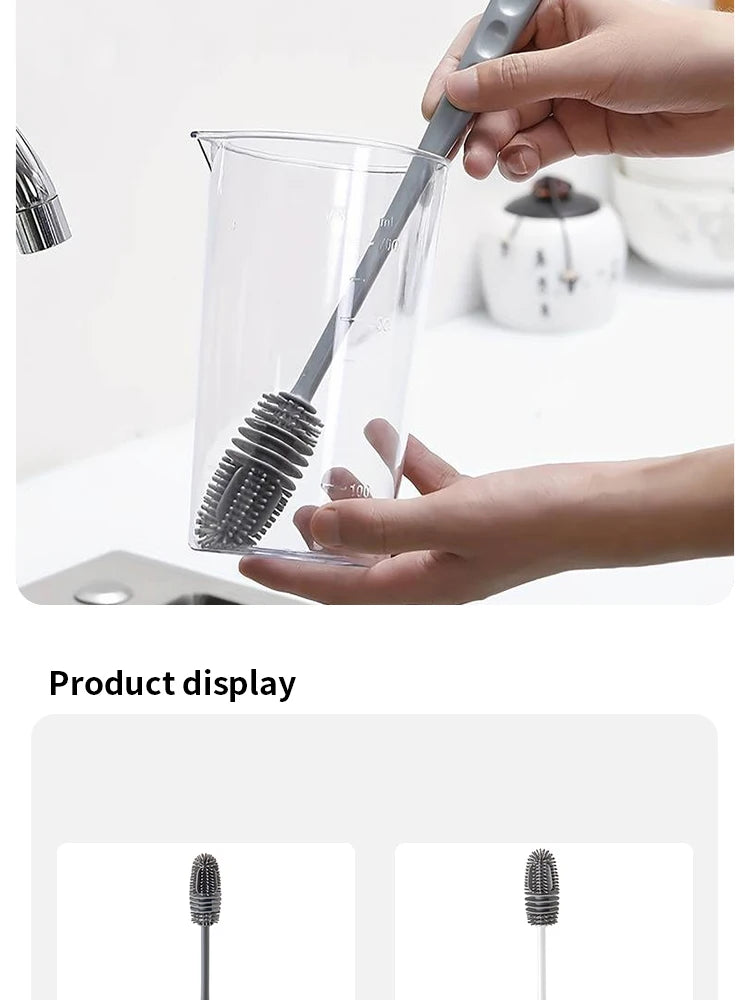 Long Handle Silicone Bottle Brush Cleaning Brush Kitchen Cleaning Cup Brush Thermos Glass Brush Cleaning Tools