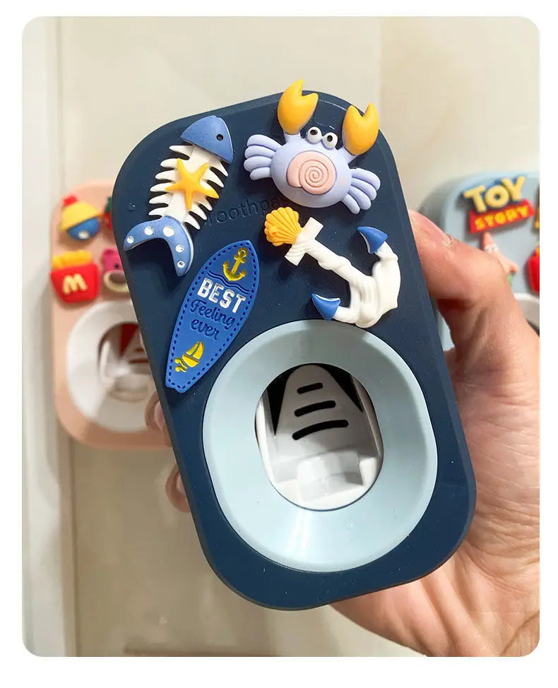 Automatic Kids Toothpaste Dispenser Toothpaste Squeezer for Children Household Cartoon Toothbrush Holder Bathroom Accessories