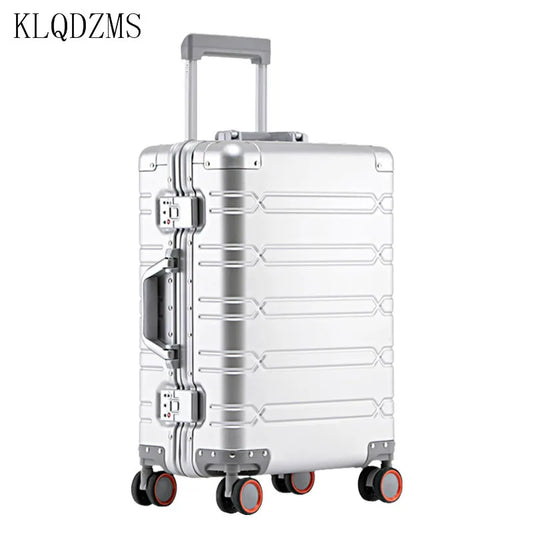 KLQDZMS High Quality 100% Aluminium Suitcases With Wheeled Trolleys Business Trip Large Capacity Rolling Luggage Travel Bag