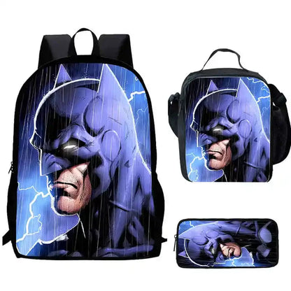 Cartoon Super Hero B-BatmanS Child School Backpack,Lunch Bags,Pencil Bags For Kindergarten,Best Gift For Boys and Girls