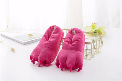 Animal Christmas Paw Slippers Super Soft Floor Noise Slippers Kids Boys Home Shoes Winter Warm Plush Slipper Women Indoor Shoes