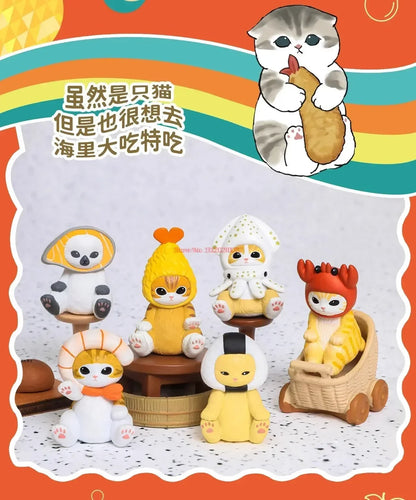 Authentic Mofusand Mini Blind Bag Toys 2nd Generation Kawaii Kitan Fried Shrimp Shark Cat Ornaments Blind Box Toy Gifts For Kids