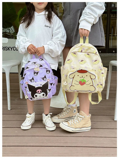 Sanrioed Anime Hello Kitty Cinnamoroll My Melody Kuromi Cute Kid Backpack Kawaii Cartoon Leather Mini School Bag Holiday Gift