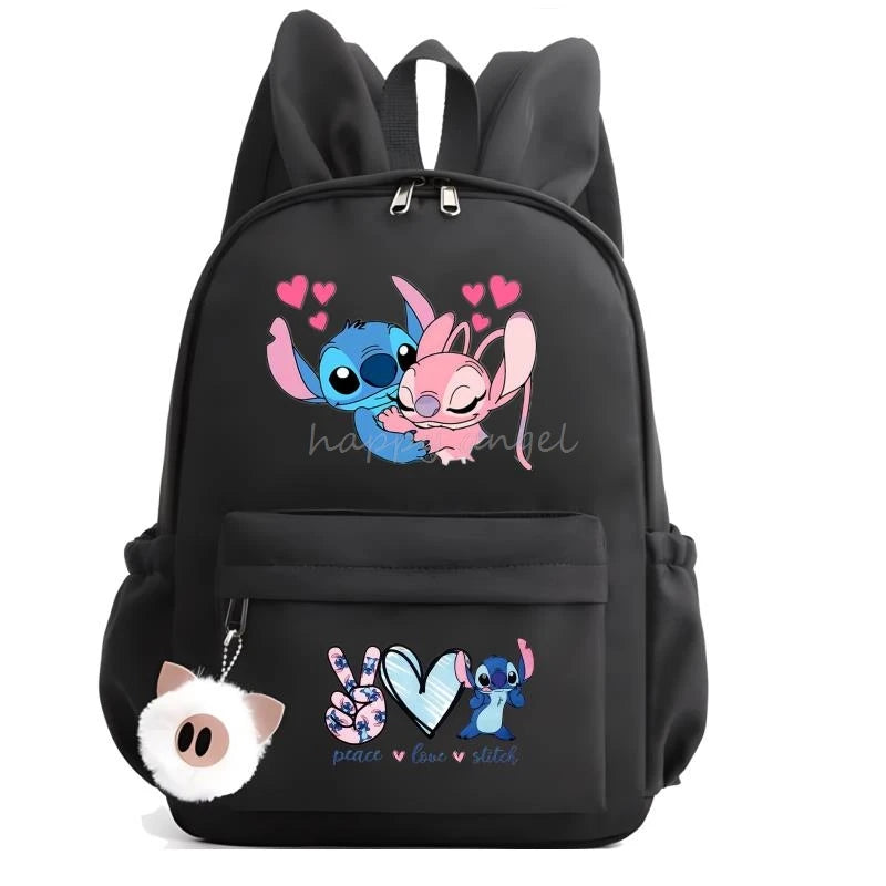 Hot Disney Lilo Stitch Backpack for Girls Boys Student Teenager Rucksack Women Casual School Bags Travel Rabbit Ears Mochila