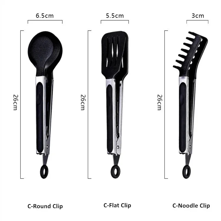 Nylon Tongs Heat Resistant Barbecue Clip Cooking Clamp Spatula Lo Mein Noodles Clip Bread Bakery Salad Folder Bbq Spatula Sets