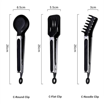 Nylon Tongs Heat Resistant Barbecue Clip Cooking Clamp Spatula Lo Mein Noodles Clip Bread Bakery Salad Folder Bbq Spatula Sets