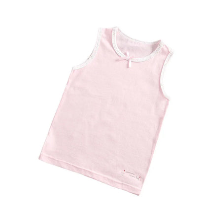 3pcs/Lot Girls Singlet Underwear Tank Cute Design Undershirts Cotton Tank Bow Tops for Baby Girl Size 100-150 Breathable Tops