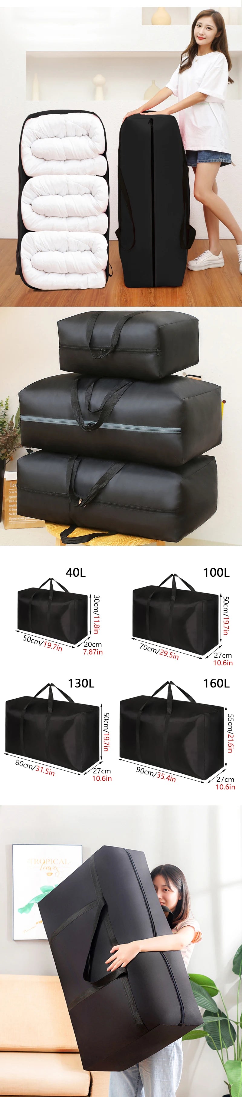 Extra Large Waterproof Moving Luggage Bags Laundry Shopping Bag foldable luggage travel bag Large Capacity Quilt Organizer