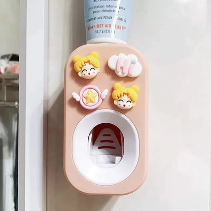 Automatic Kids Toothpaste Dispenser Toothpaste Squeezer for Children Household Cartoon Toothbrush Holder Bathroom Accessories