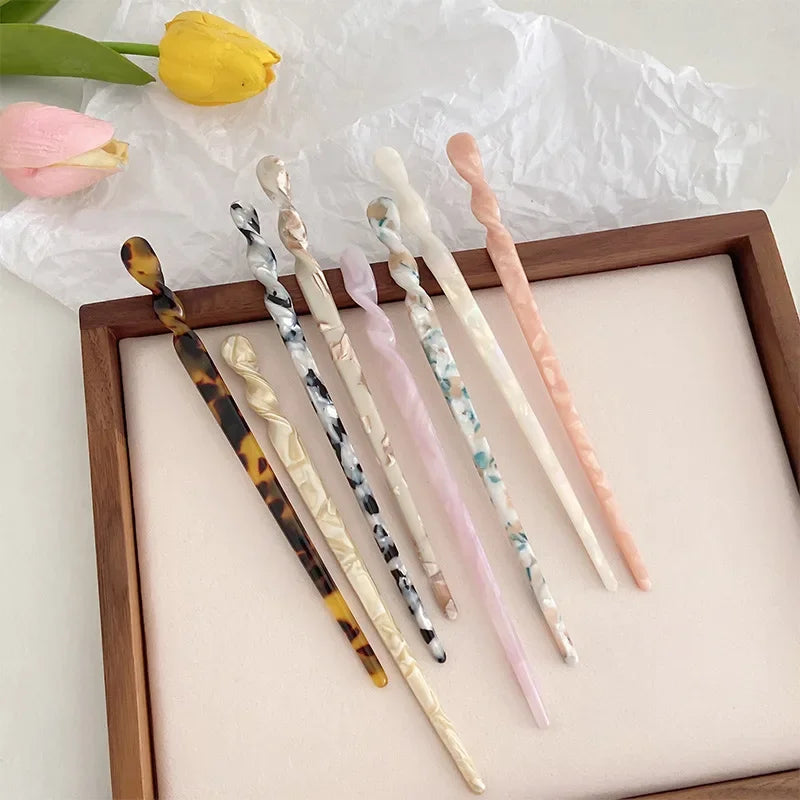 Chinese Style Hair Sticks Vintage Acetate Resin Chopstick Women Hairpins Clip Pin Headwear Wedding Jewelry Accessories