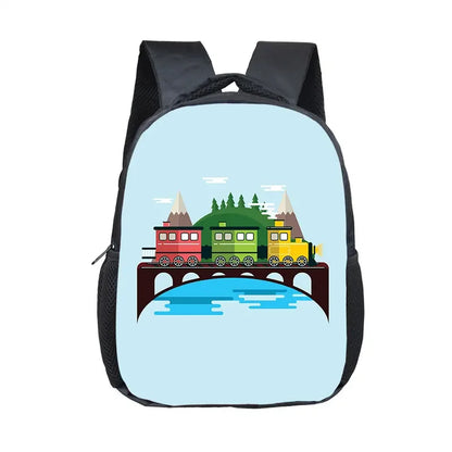 Cute Cartoon Train Locomotive Print Backpack for 2-4 Years Old High-speed Train Kids Bookbags Boy Girl Toddler School Bag Gift