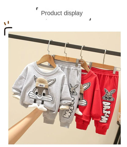 Autumn Kid Boy Clothes Set Cartoon Printed Sweatshirts Pullover Top and Pants Bottom 2pcs Suit Children Girls Outfits Tracksuits