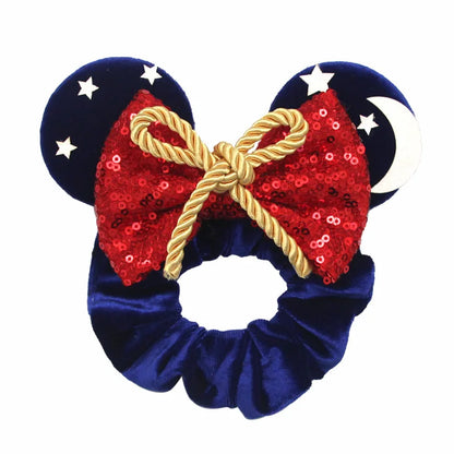 Disney Mickey Christmas Hair Loop Thickened Velvet Pig Intestine Hair Loop Elastic Gold Velvet Headband