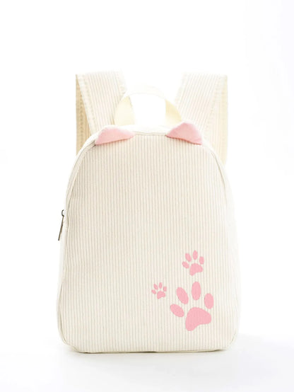 Cute Kitten Paws Embroidered Corduroy Women'S Backpack Classic Backpack Suitable For The School Season Outdoors