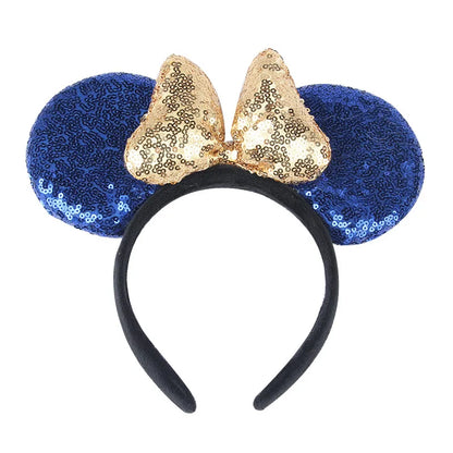 Minnie Mouse Ears Headband Big Size Sequin Bow Women Party Girl Hairband Hot Festival Disney Park Trip DIY Hair Accessories