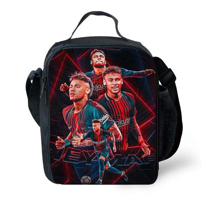 Game Football Child School Backpack with Lunch Bags ,Pencil Bags ,N-NeymarS School Bags for Boys Girls Best Gift