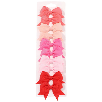 10Pcs/Set New Cute Solid Ribbon Bowknot Hair Clips for Baby Girls Handmade Bows Hairpin Barrettes Headwear Kids Hair Accessories