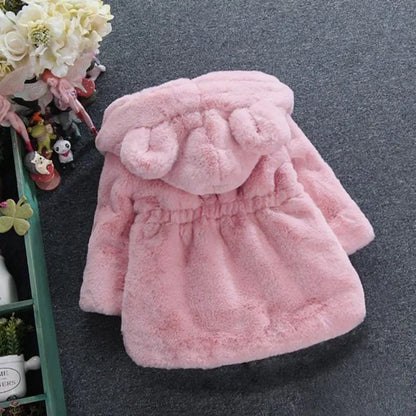 Baby Girls Warm Winter Coats Thick Faux Fur Fashion Kids Hooded Jacket Coat for Girl Outerwear Children Clothing 2 3 4 6 7 Years