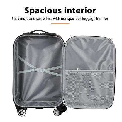 Soft edged travel 20 inch lightweight luggage with rotating wheels, Oxford fabric suitcase with small diagonal fabric