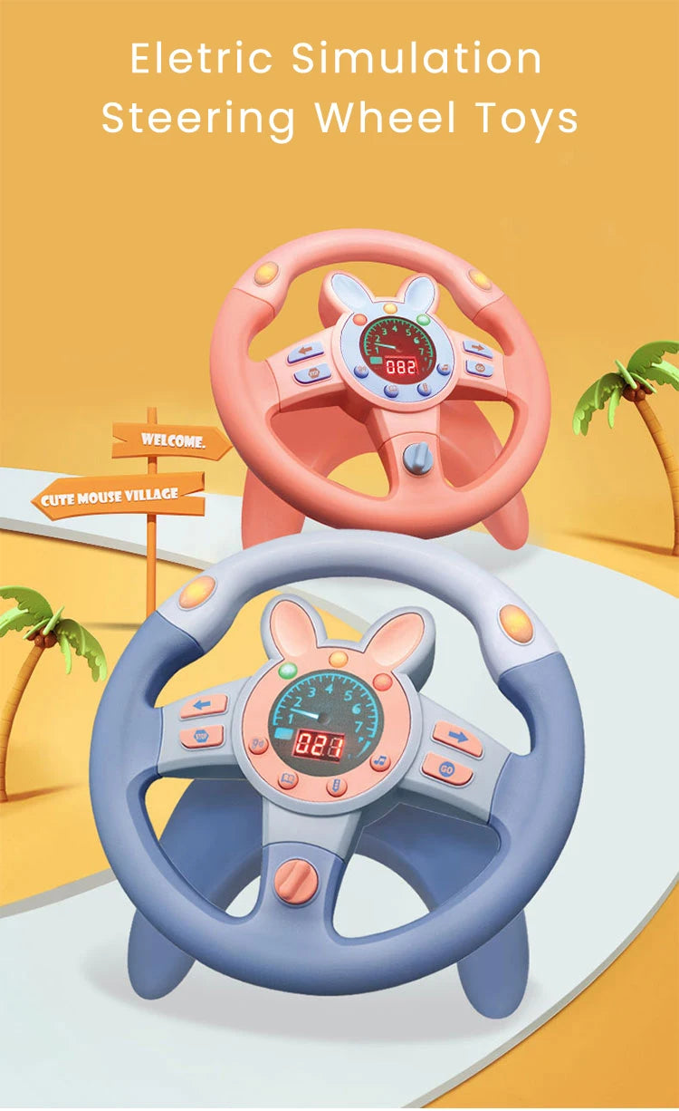 Kids Electric Simulation Steering Wheel Toy With Light And Sound Educational Children Co-Pilot Children'S Car Toy Vocal Toy Gift