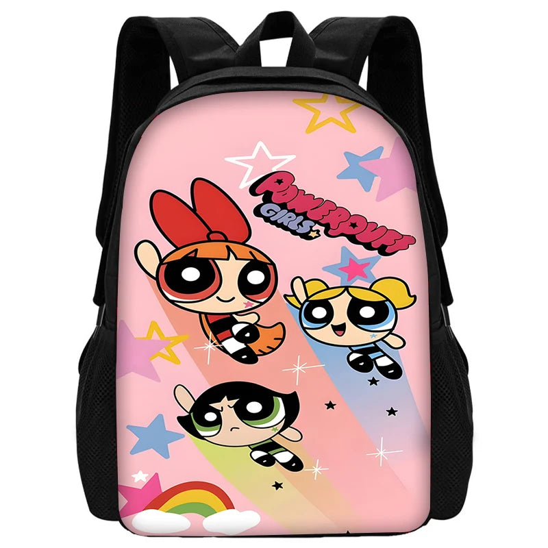 3 pcs set Cute Anime Powerpuffs Girlss Child School Backpack with Lunch Bags ,Pencil Bags ,School Bags for Boys Girls Best Gift