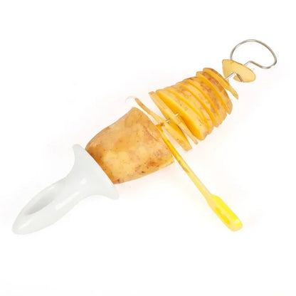 Potato Slicing Skewer Manual Rotating Tower Spiral Cyclone Potato Roll Slicing Skewer Cut Potato Roll Gadgets