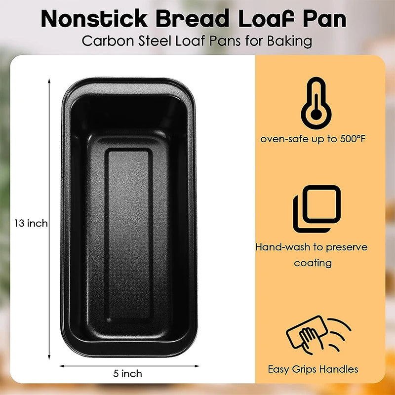 LMETJMA Nonstick Baking Bread Loaf Pan Carbon Steel Toast Bread Pan Tin Kitchen Rectangle Bakeware for Brownies Meatloaf JT233