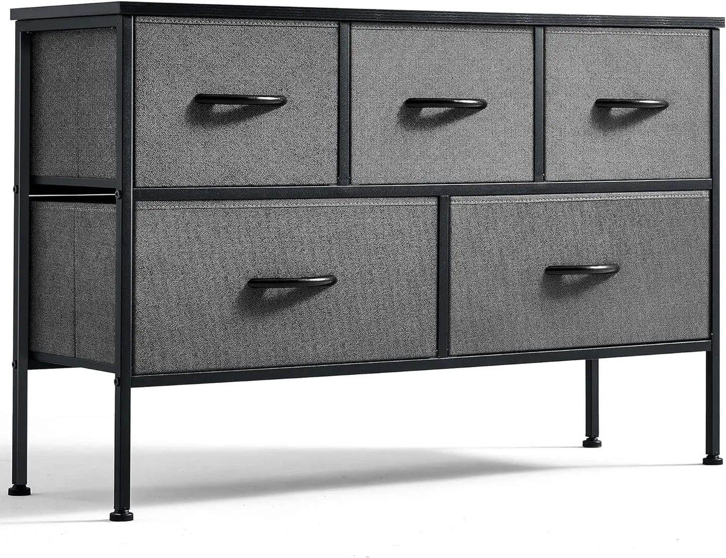 HOME Dresser for Bedroom with 5 Drawers, Fabric Long Dresser, Wide Chest of Drawers, Storage Organizer Unit for Closet,