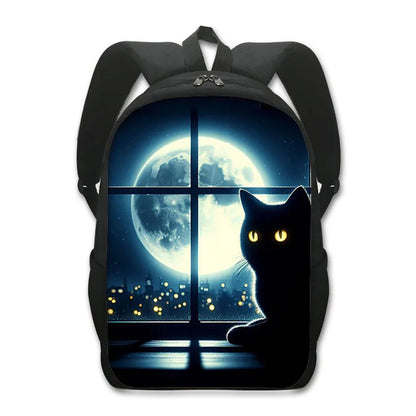 Moon Black Cat Print Backpacks Witchcraft Cat Starry Sky Teenager Daypack for Travel Storage Backpack Laptop Bags School Bag