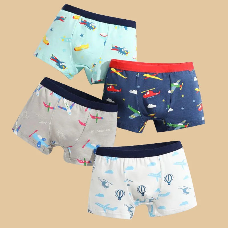 4pcs/Lot Boys Boxer Briefs Kids Cotton Underwear Baby Boy Underpants Teenager Cartoon Print Soft Children Panties 2-15Y 2024 New