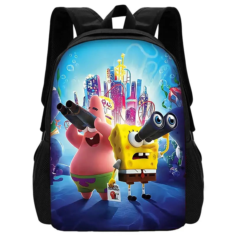 Cartoon Cute Child School Backpack with Lunch Bags ,Pencil Bags ,School Bags for S-spongebobS Boys Girls Best Gift