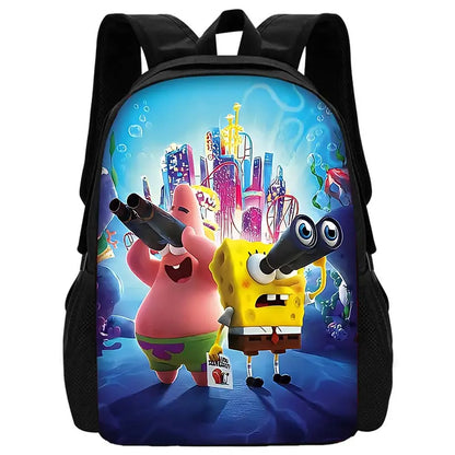 Cartoon Cute Child School Backpack with Lunch Bags ,Pencil Bags ,School Bags for S-spongebobS Boys Girls Best Gift