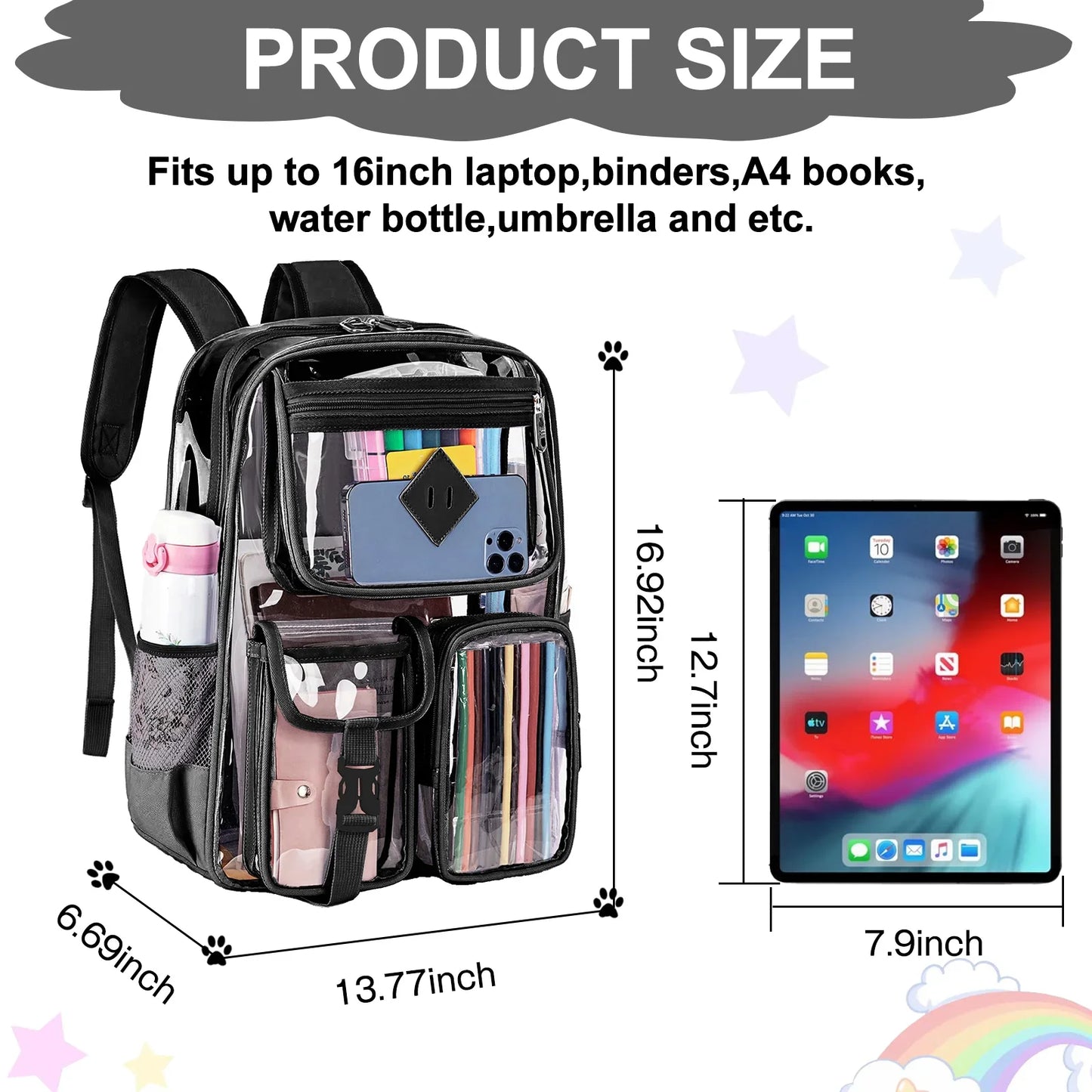 Large Clear Backpack Heavy Duty Stadium Approved Girls Backpack Waterproof Pvc Transparent Backpacks for Girls