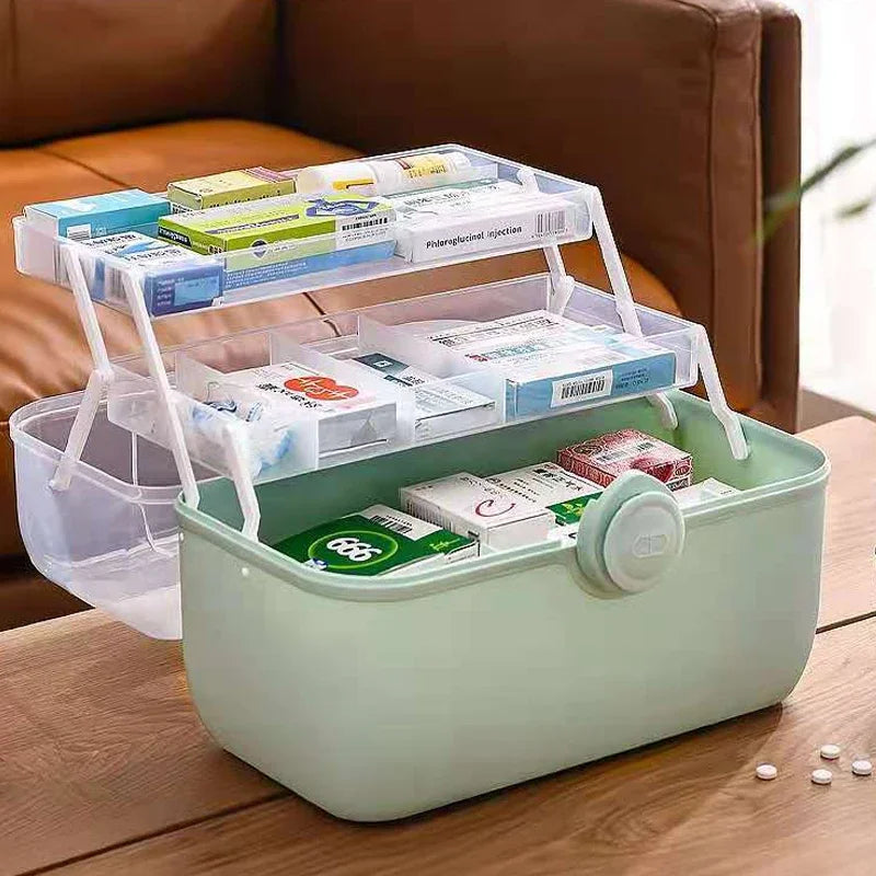 Large Capacity Family Medicine Organizer Box Portable First Aid Kit Medicine Storage Boxes Organizers Plastic Organizing Home