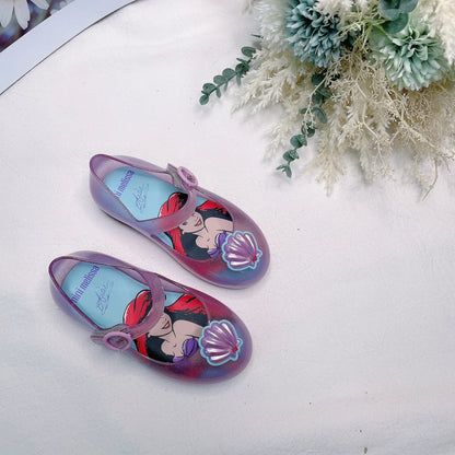 2024 Spring And Autumn New Children's Baotou Ice And Snow Bow Mermaid Snow White Princess Shoes Velcro Beach Shoes